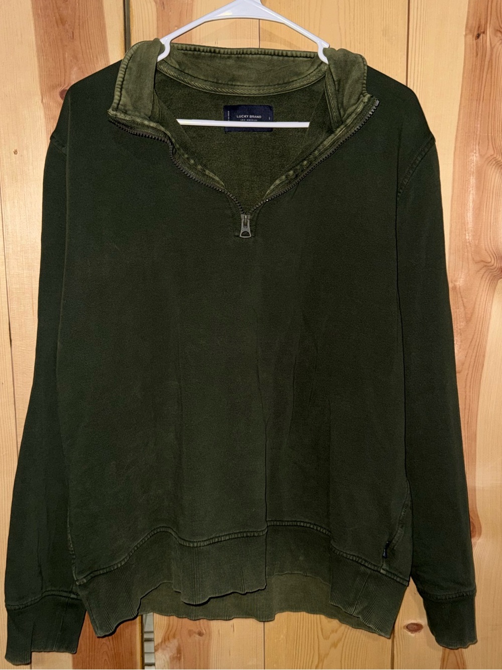 Lucky Brand Men's Dark Olive Green Half-Zip Pullover Sweater